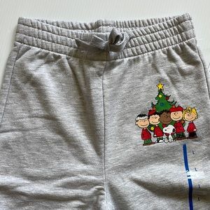 Peanuts - Charlie Brown, Gray Christmas joggers.  Kids size Large